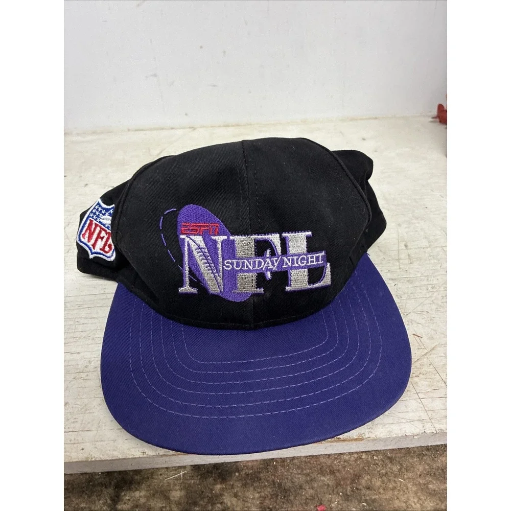 NWT Official ESPN NFL Logo Sunday Night Cap Hat Strapback Black Purple Football